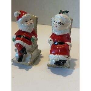 Vintage ENESCO Santa and Mrs Claus Rocking Chair Salt‎ and Pepper Shakers 1960s